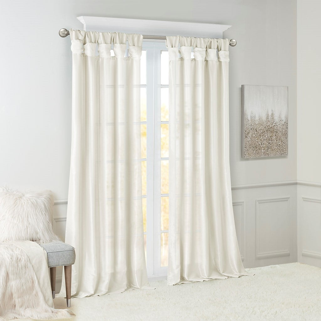 MAYEERTY 50x84" 2-PK Twist Tab Lined Window Curtain Pair Living Room White