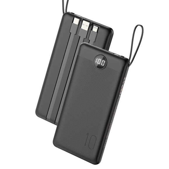 Power Bank VEEKTOMX de 10000 mAh con cables integrados para iPhone