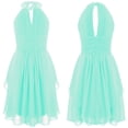 thumbnail image 3 of iiniim Kids Flower Girls Ruched Chiffon Junior Bridesmaid Dress Halter Neck Beaded Wedding Party 6-16, 3 of 7