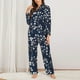 thumbnail image 2 of Balery Cherry Blossoms on Navy Background Conjunto de Pijama con Estampado para Mujer, Conjunto de Dos Piezas con Manga Larga, Ropa de Dormir Suave con Bolsillos, Pijamas Cómodos-XX-Large, 2 of 7