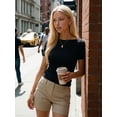 thumbnail image 6 of MOYIKO Womens T Shirts Short Sleeve Boat Neck Slim Fit Tee Basic Summer Tops, 6 of 7