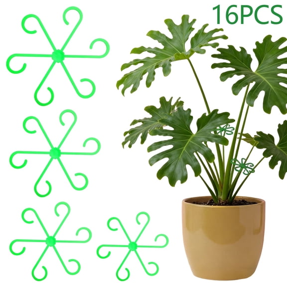 Sulaicai 16 Pcs Plant Stem Support for Indoor Plants, 4 Sizes Reusable Climbing Houseplant Stem Supports, Monstera Plant Support for Healthy Growth, Climbing Stem Holders (Green)