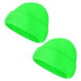 thumbnail image 1 of Paquete de 2 gorros de invierno para mujer, gorro de punto elástico, cálido y acogedor, plegable, 1 of 5
