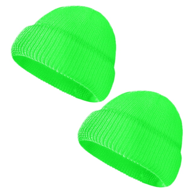 Paquete de 2 gorros de invierno para mujer, gorro de punto elástico, cálido y acogedor, plegable