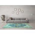 thumbnail image 3 of Ahgly Company Indoor Square Medallion Light Blue Traditional Area Rugs, 6' Square, 3 of 4