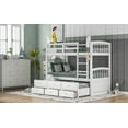 thumbnail image 4 of Twin over Twin Wood Bunk Bed with Trundle and Drawers,White, 4 of 13