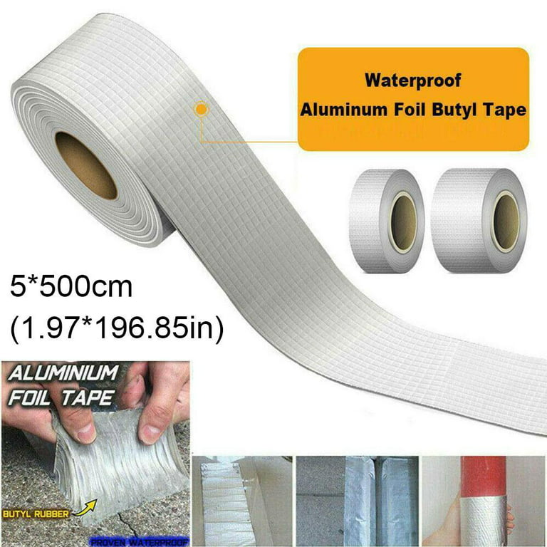 MEANHDAG Super Waterproof Butyl Tape and Patch for Seal Repair, Adhesive  Duct Tape with Aluminium for Pool Metal RV Roof Pipe Awning Hose Window, 4  in