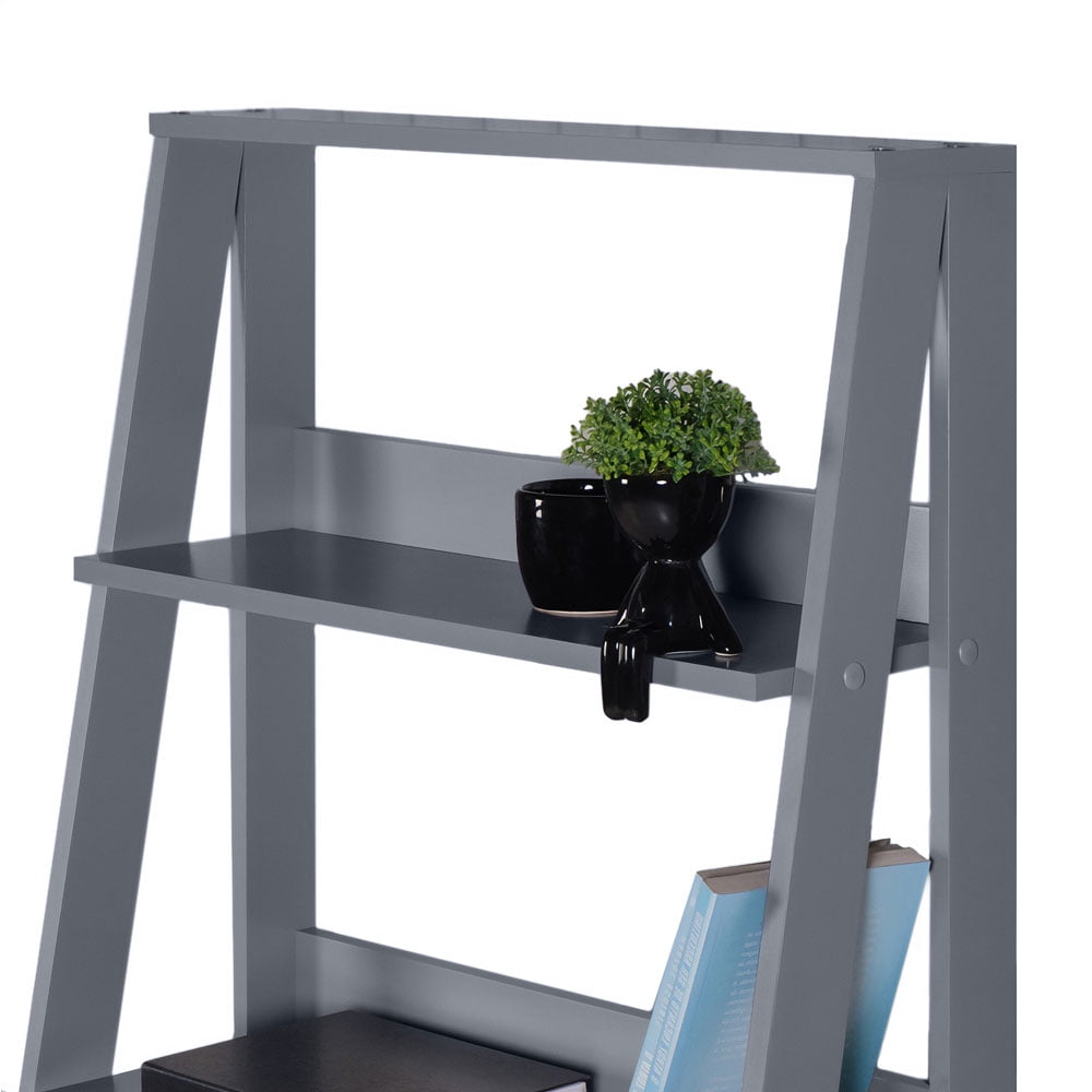 Madesa Modern 5-Tier Ladder Shelf Pantry Storage Space 24 Inch Wooden Free Standing Bookshelf Utility Shelves for Home Office Study Room and Kitchen  - Grey