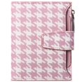 thumbnail image 1 of Small Women Wallet Genuine Leather RFID Blocking Bifold Zipper Pocket Card Holder with ID Window Houndstooth Pink, 1 of 7