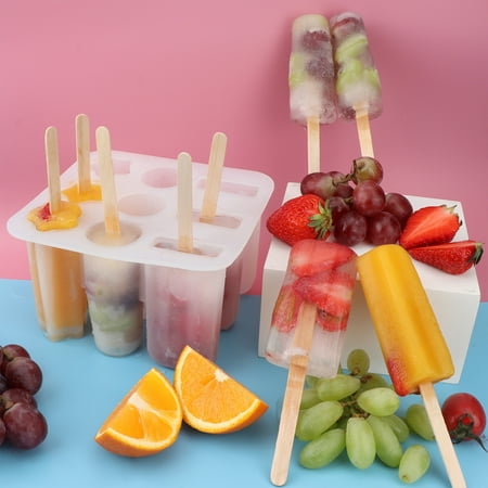 

AURIGATE Ice Cube Tray Homemade Ice Cream Mold DIY9 With Silicone Popsicle Mold With 20 Wooden Sticks Clearance