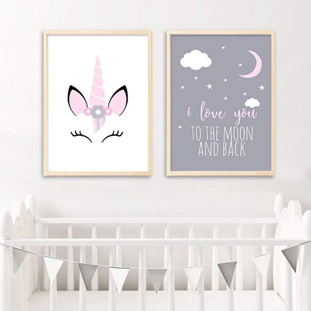 Juego de 3 carteles de 30 x 40 cm para habitación de niña, cuadros rosas, decoración de pared, pintura sobre lienzo, regalos de cumpleaños NPTWC003-M