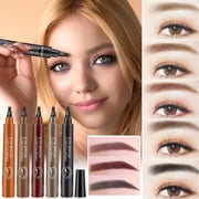 Four-head Water Eyebrow Pencil,Eyebrow Pencil Eyebrow Microblading Pen - Eye Makeup Brow Pen Liquid Pencil with 4 Micro-Fork Tip, Waterproof & Long-Lasting & Smudge-Proof Brow Pencil(B)