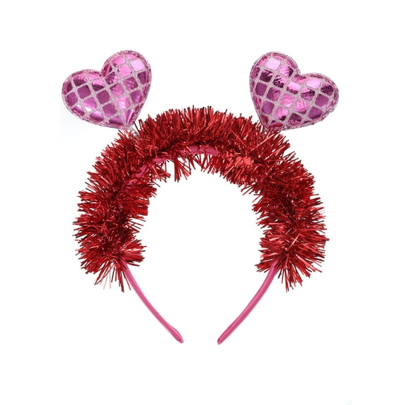 Way to Celebrate Valentine's Day Tinsel Red and Pink Hearts Headband, 1 Piece