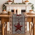 thumbnail image 2 of Table Runner 70 Inches Long for Kitchen Dining, Red Texas Star Farmhouse Dresser Scarf Farmhouse, Dining Table Decorations for Wedding/Parties, Black Plaid Berry Country 13 x 70 In, 2 of 8
