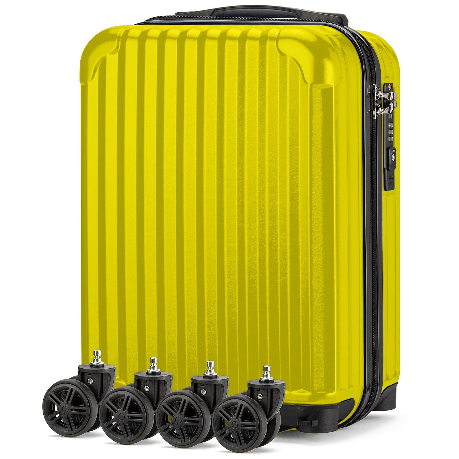 Personal Item Suitcase 18x14x8 Inches Hardside Built In TSA Lock & USB Port Lightweight Luggage With Removable Silent Wheels Underseat Carry-On Bag For Spirit and Frontier and More (Yellow)