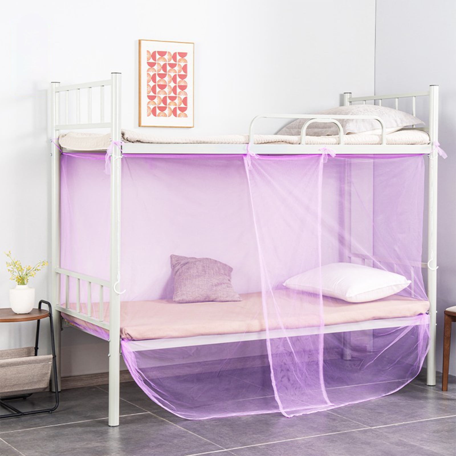 Holloyiver Mosquito Net for Single to King-Sized Beds, 400 Fine Meshes Luxury Mosquito Large Square Net with 2 Side Openings & 12 Hanging Ties for Home & Travel, 71x65 Inch