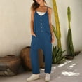 thumbnail image 2 of Levmjia Women Jumpsuit Casual V Neck Wide Leg Romper Summer Cotton Comfortable Plus Size Work Office Holiday Travel Lounge Sleeveless Elastic Waist Pocket Solid Color Outfit, 2 of 7