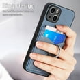 thumbnail image 6 of Carbon Fiber Patterned Case for iPhone 14 Plus, Wallet case with [360°Rotation Ring Kickstand] Credit Card Holder,PU Leather Shockproof Cover Women Men For iPhone 14 Plus, Blue, 6 of 8
