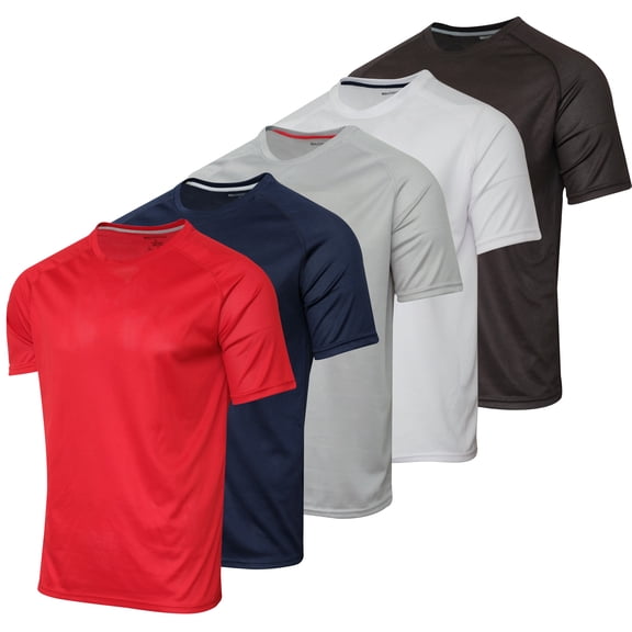 5 Pack: Youth Mesh Moisture Wicking Active Athletic Performance Short-Sleeve T-Shirt Boys & Girls