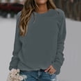 thumbnail image 2 of Sweatshirt for Women Comdrip Women's Solid Color Long Sleeve Hoodie with Printed Top Casual Pullover Sweatshirts for Women Trendy Navy M, 2 of 5