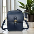 thumbnail image 3 of Leather Small Crossbody Phone Bag Women Men Versatile Shoulder Purse Fashion Bag (Dark Blue), 3 of 10