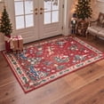 thumbnail image 3 of KUETH 5'x7' Christmas Machine Washable Area Rug, Non-Slip Rugs for Living Room, Bedroom and Dining Area, Red, 3 of 8
