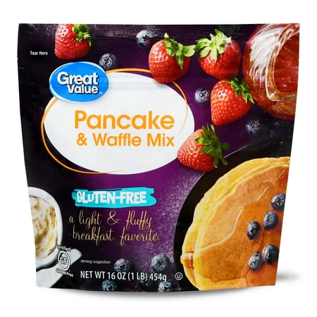 (2 Pack) Great Value Gluten-Free Pancake & Waffle Mix, 16 (Best Butter For Pancakes)