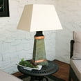 thumbnail image 5 of Sunnydaze Contemporary Natural Slate with Copper Trim and Fabric Cream Shade Accent Indoor/Outdoor Weather-Resistant Table Lamp, 5 of 9