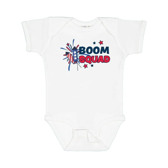 Inktastic 4th of July Boom Squad Blue and Red Fireworks Boys or Girls Baby Bodysuit