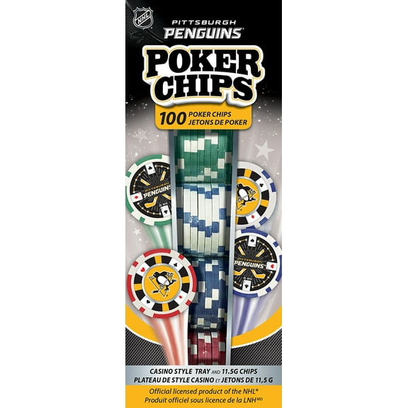 MasterPieces Casino 100 Piece Poker Chip Set - NHL Pittsburgh Penguins