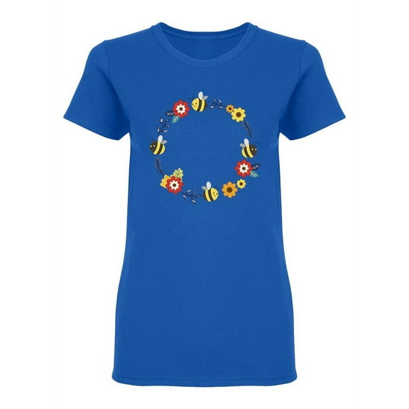 Cute Bees And Flowers Shaped T-Shirt Women -Image by Shutterstock, Female XX-Large