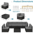 thumbnail image 2 of YODOLLA 7-Piece Patio Furniture Set with 30" Fire Pit Table, Rattan Wicker Outdoor Sectional Sofa Couch with Table Patio Conversation Set for Lawn& Backyard In Gray, 2 of 6