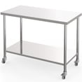 thumbnail image 1 of Towallmark Table Utilitaire en Acier Inoxydable 60 Pouces x 24 Pouces, Établi Roulant Robuste avec Roulettes Verrouillables et Tablette Ajustable, pour Cuisine, Garage, Atelier, 1 of 7