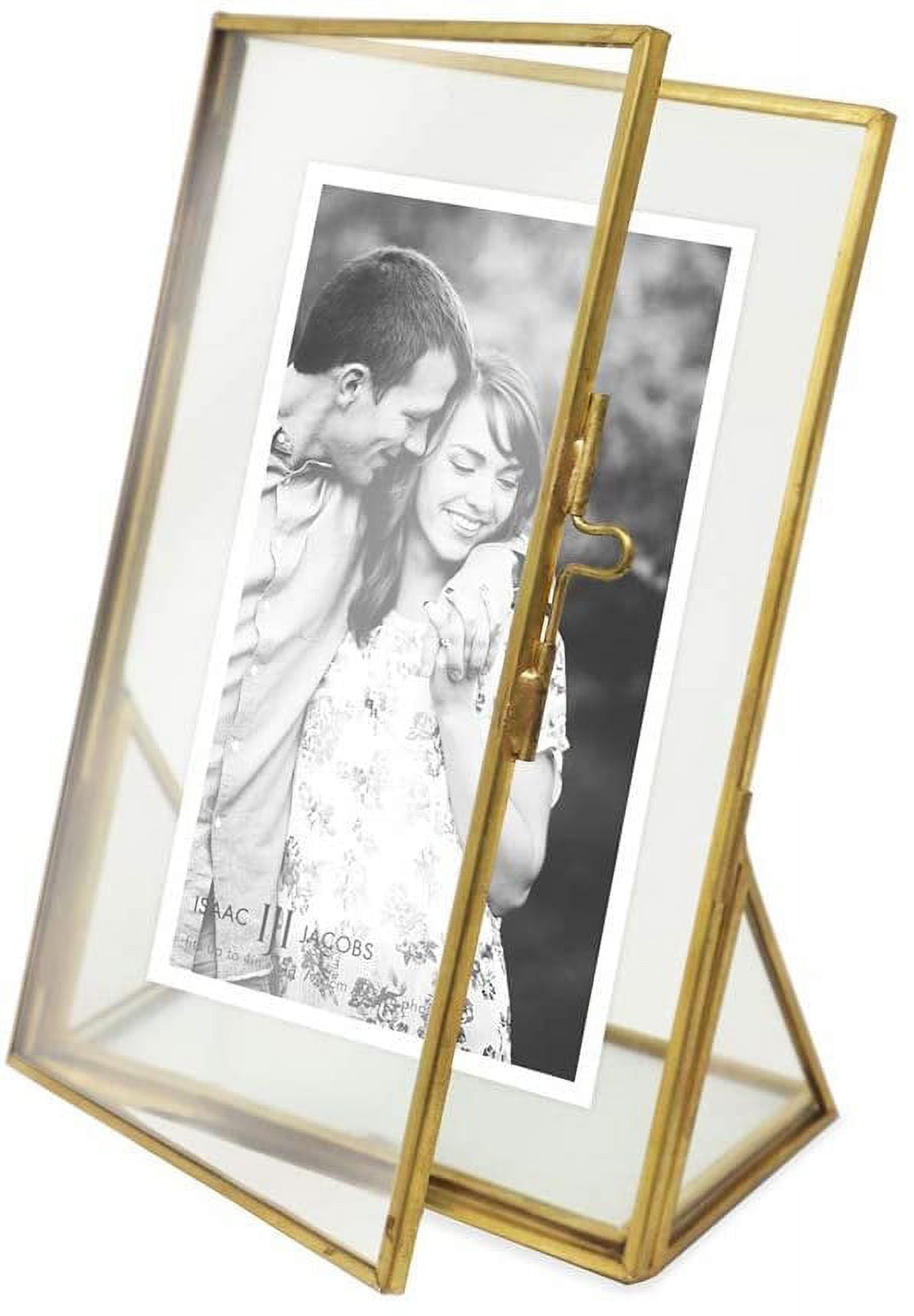 Isaac Jacobs 6x4, Antique Gold, Vintage Style Brass & Glass, Floating Photo  Frame (Horizontal), Metal Locket Closure & Angled Base, for Pictures, Art