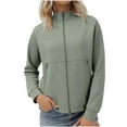 thumbnail image 3 of Swuxness Women's Casual Jacket, Women Long Sleeve Coat, Women's Zip Up Hoodless Comfortable Lightweight Soft Outerwear Jacket for Ladies Green, M, 3 of 5