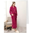 thumbnail image 3 of AMITOFO Fleece Robe for Women Soft Warm Long Plush Bathrobe Slim Elastic Waist Sleepwear Housecoats, 3 of 8