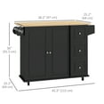 thumbnail image 3 of HOMCOM Kitchen Island on Wheels Kitchen Cart with Drop Leaf Drawers, Black, 3 of 10