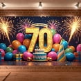 thumbnail image 3 of Golden Glitter 70th Birthday Banner Colorful Balloons Display Firework Design Gift Box Decor Birthday Party Backdrop for 70th Birthday Party Indoor Celebration Family Gathering, 3 of 9
