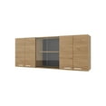 thumbnail image 3 of Newboti Furniture Natural Oak Wall Cabinet Kitchen in Melamine with 4-Door and Glass Storage 60089, 3 of 8