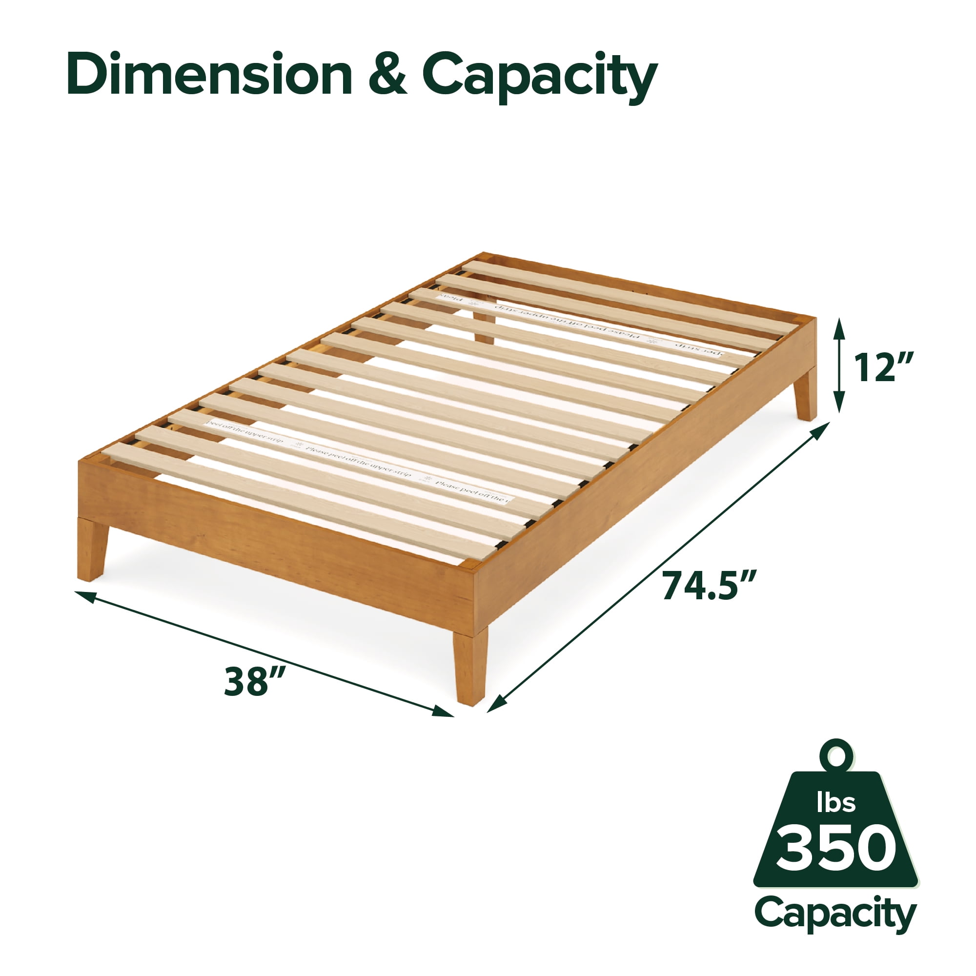 Zinus Alexia 12" Deluxe Wood Platform Bed Frame, Rustic Pine, Twin