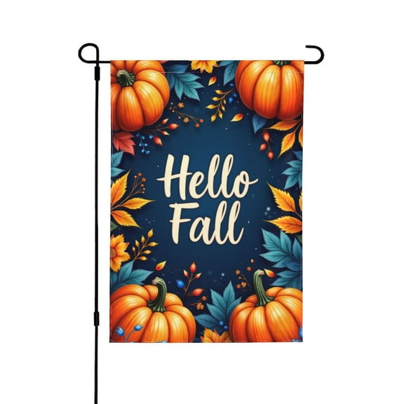 Hello Fall Garden Flag 12x18 Inch DoubleSided Autumn Pumpkin Floral Leaves Yard Flag Thanksgiving Fall Harvest Outdoor Decoration
