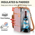 thumbnail image 5 of Tirrinia Insulated 2 Bottle Wine Tote Bag - Wine Tumbler Glass Cooler Carrier for BYOB Restaurants, Wine Tasting, Travel, Park, Beach, Great Wine Lover Gift, Red Stripe, 5 of 8