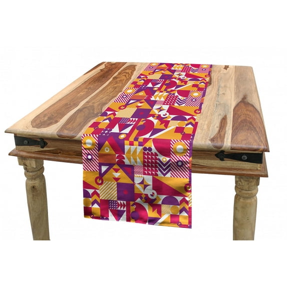 Geometric Table Runner, Contemporary Modern Mosaic Pattern with a Vibrant Color Scheme, Dining Room Kitchen Rectangular Runner, 3 Sizes, by Ambesonne