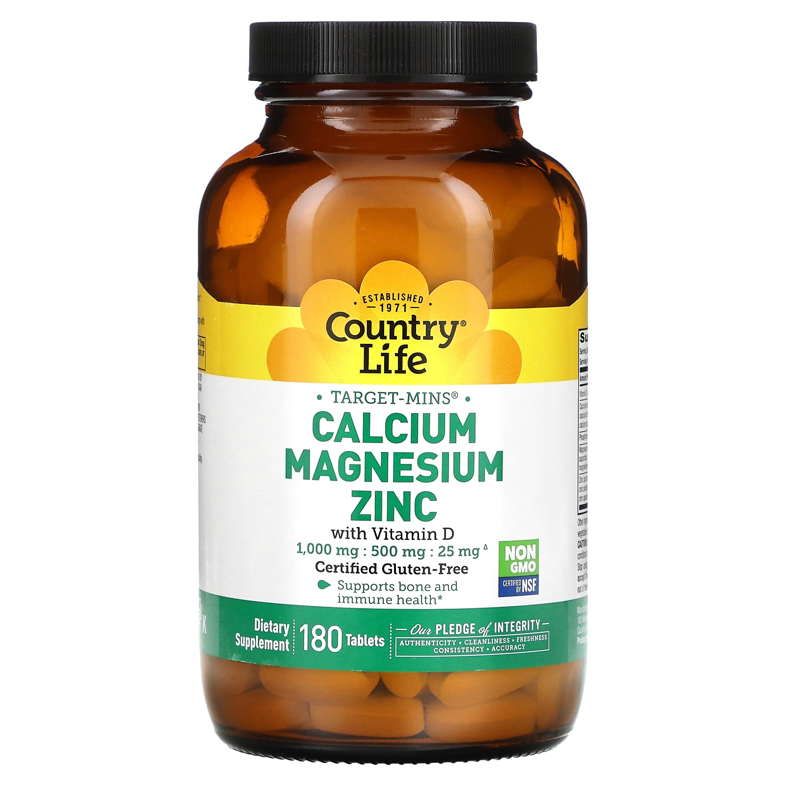 Target-Mins Calcium Magnesium Zinc with Vitamin D, 180 Tablets, Country Life