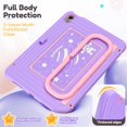 thumbnail image 5 of Heavy Duty Shockproof Case For iPad 2025 / 2022,Anti Drop Silicone+PC Layer Protective Case Handle Stand ,Shoulder Strap，Cartoon Pattern Three-layer Protective Tablet Cover,Purple, 5 of 10