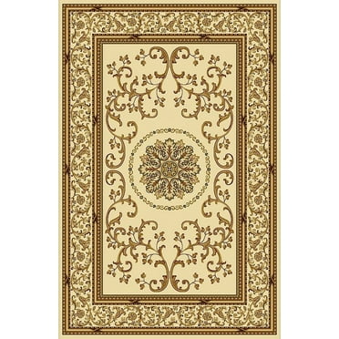 Vitaly Wharton Area Rug 1419 Ivory Scrolls Vines 2' 2" x 8' Rectangle