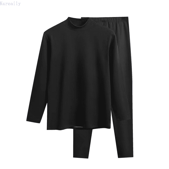 Kureaily Mens Middle Neck Pure Cotton Thermal Underwear Set Thin Autumn Clothes And Pants Bottoming Shirt Soft Lightweight Sleep Sets