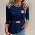 thumbnail image 4 of KDDYLITQ United States 250th Anniversary Tshirt for Women 4th Of July Red White and Blue 3/4 Sleeve Tops Liberty National Flag Print 4th July Tees 250th Birthday Cute Crew Neck Blouses Navy 2XL, 4 of 5