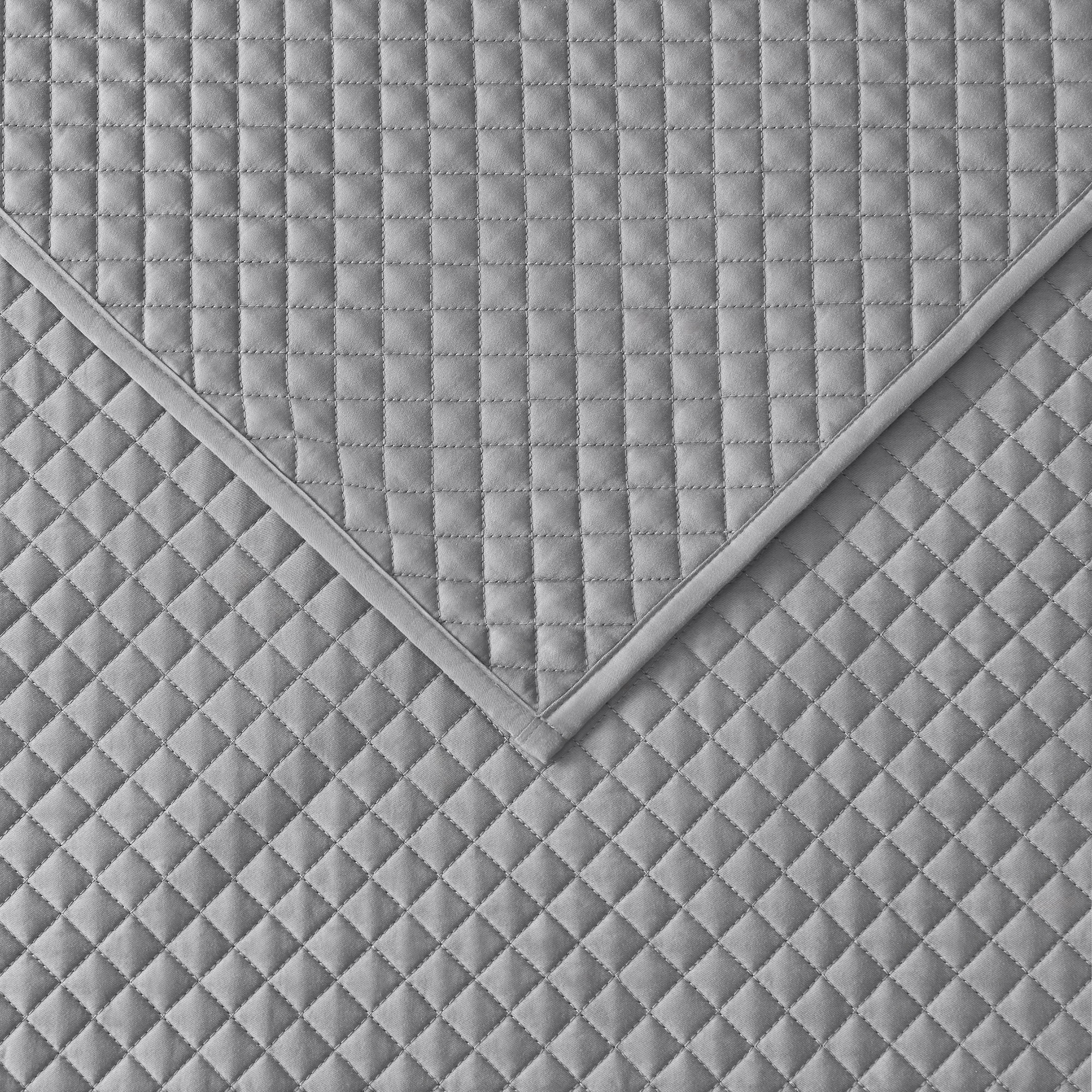 Wamsutta 1846 Cotton Tencel 3-Piece Gray Flannel Diamond Stitch Quilt Set, King