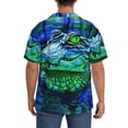 thumbnail image 3 of Sikiie Colorful Stained Glass Crocodile Men's Cuban Shirt, Hawaiian Shirts, Business Casual Button Down Shirts, Short Sleeve Shirt-X-Large, 3 of 5
